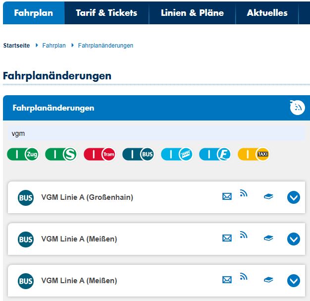 Fahrplanänderung